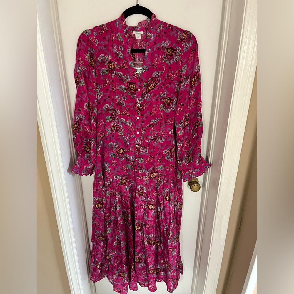 Sundance Pink Floral Long Sleeve Dress Medium New With Tags